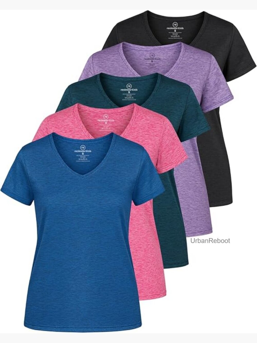 5 Pack Women's Dry-Fit V Neck Short Sleeve T-Shirts Workout Yoga Activewear Tees